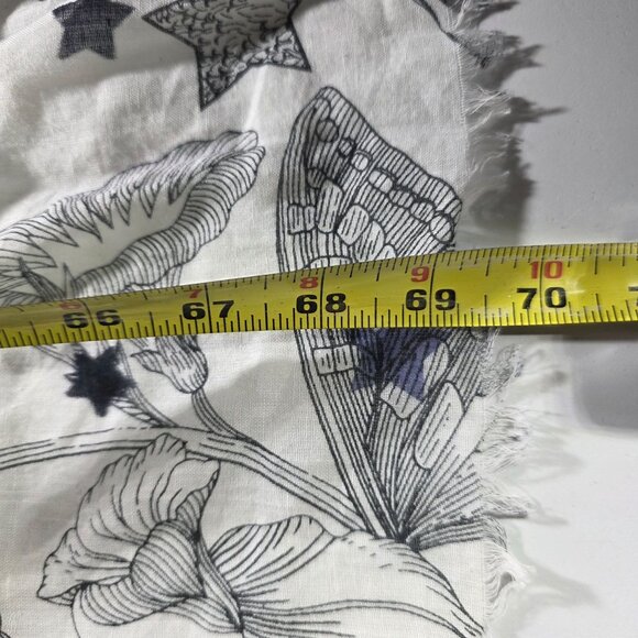 Scarf Floral Butterfly insect Print Lightweight Scarf Fringe Edges fairycore - Picture 5 of 5